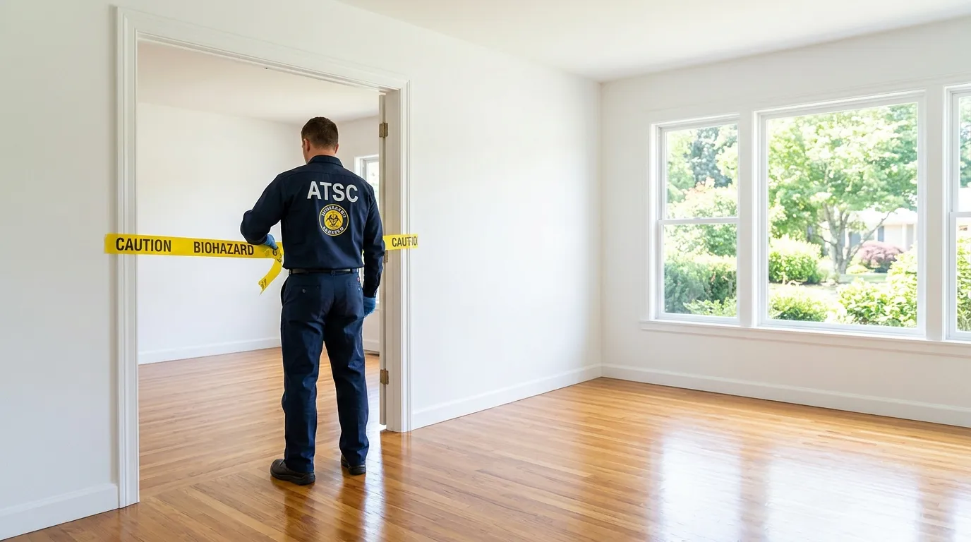 Certified biohazard cleanup crew performing Decomposition Cleanup in West Long Branch